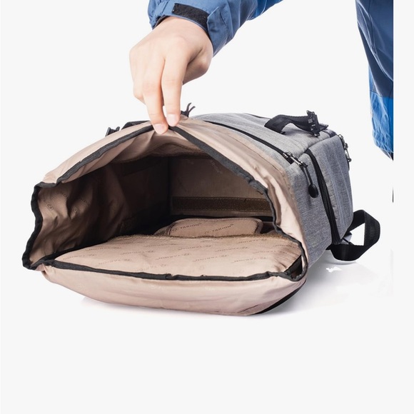 Brown and Gray Camera Bag with Adjustable Straps and Side Access - Picture 3 of 12